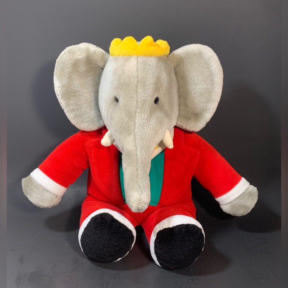 Gund Babar Elephant King Plush Stuffed Toy Red Suit Holiday VTG 14 Inch 1988